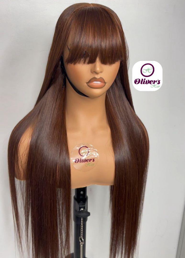 Bone straight fringe coupe chinoise closure 5*5